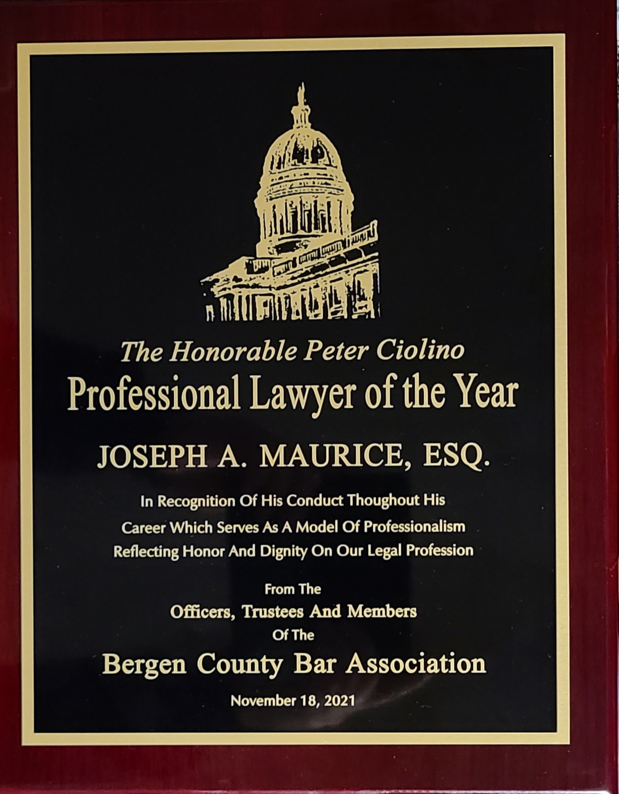Photo for Maurice Recognized as Professional Lawyer of the Year